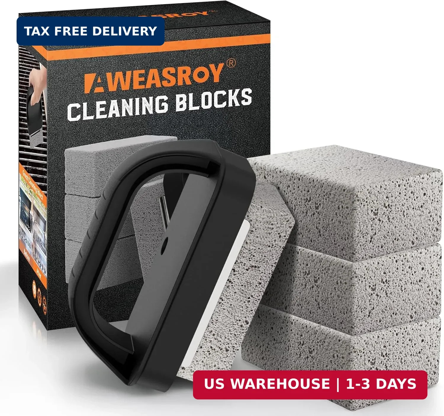AWEASROY Heavy Duty Grill Cleaner, Grill Cleaning Bricks with Handle, Pumice Gri