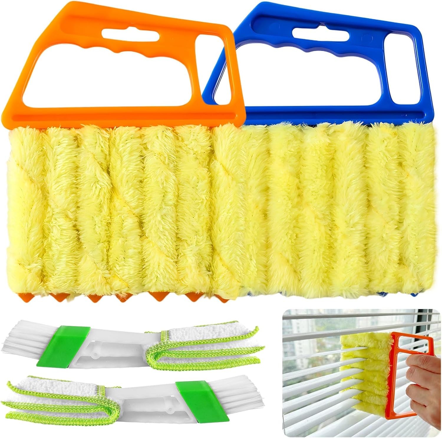 4 Pack Window Blind Cleaner Duster Tool 7 Finger Venetian Scrub Brush W/
