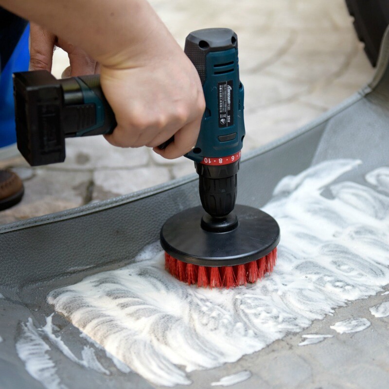 48 Pcs Carpet Mat 5″ Round Brush w/Power Drill Attachment (Soft, Medium, Heavy)