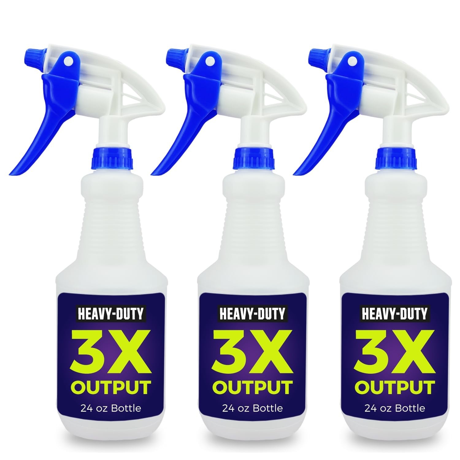 3 Pack Heavy Duty Spray Bottles 24 oz – High Output for Cleaning & Detailing