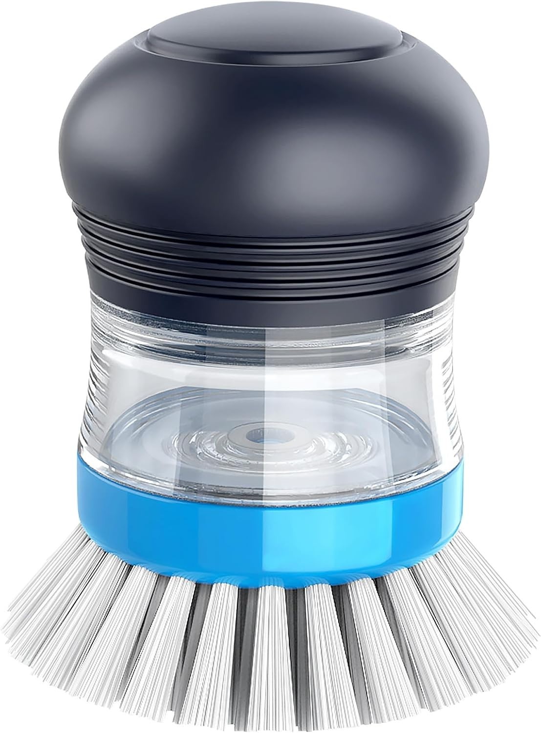 Soap Dispensing Palm Brush Kitchen Dish Scrubber for Pot Sink Cleaning Navy