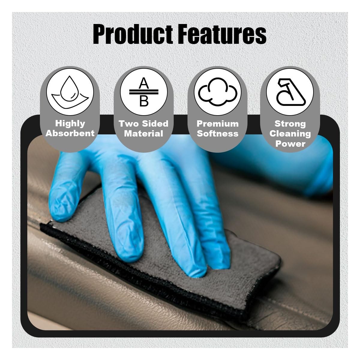 3PCS 5″×3″ Car Interior Scrubbing Sponges, Microfiber Car Wash Sponges, Auto …