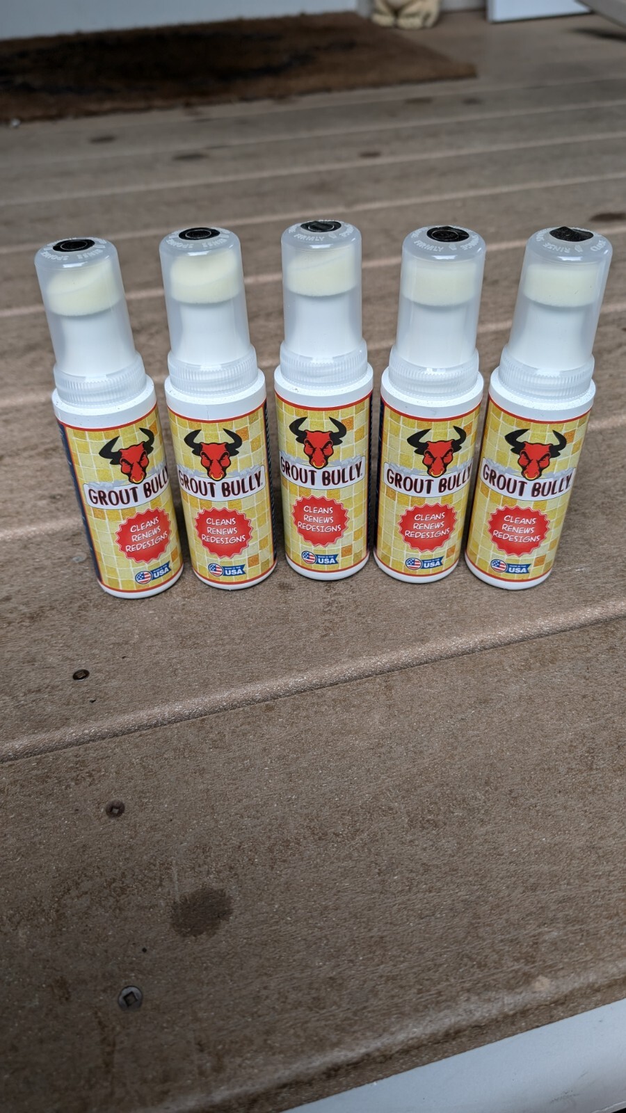 Lot of (5) New Grout Bully Solution Bully Erasers / Grout Cleaner 4 oz Ea. Black
