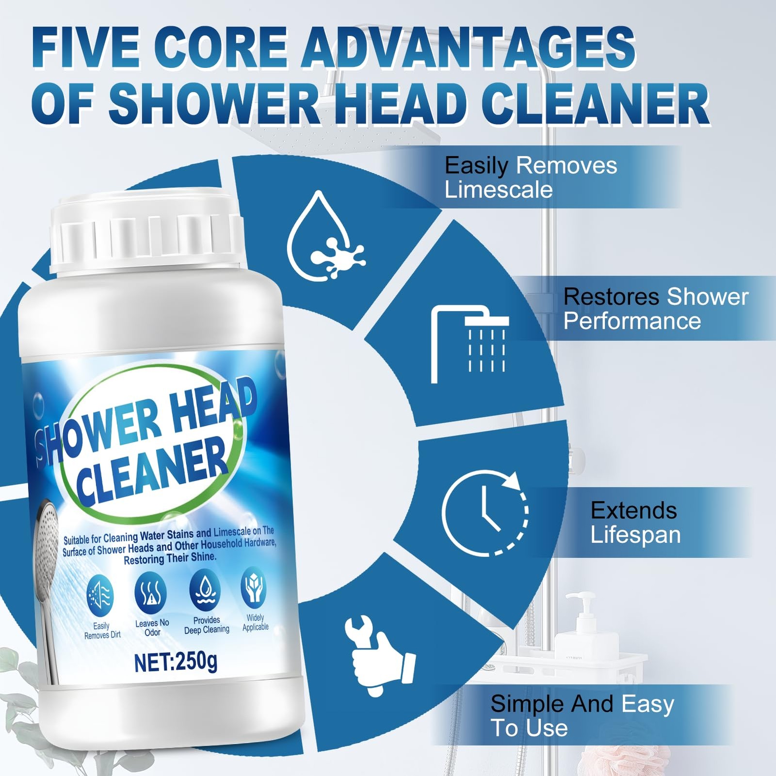 OverZyn 8.3 Oz Limescale Remover, Bathroom Descaler, Hard Water Cleaner