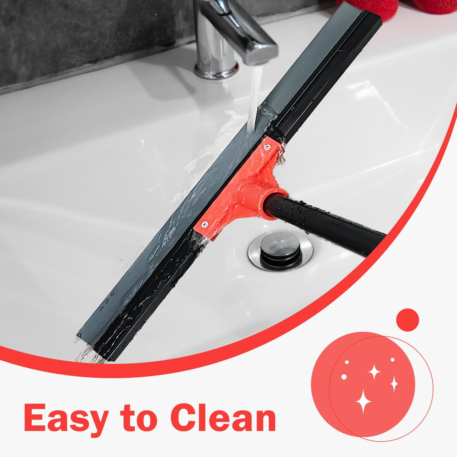 Floor Squeegee with 18” Silicone Rubber Scraper Head and 58” Long Adjustabl…