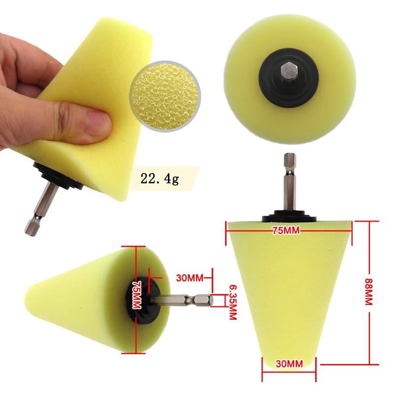 Foam Polisher Cone Sponge Buffing Pads Wheel Hub Cleaning Tool for Car Polishing
