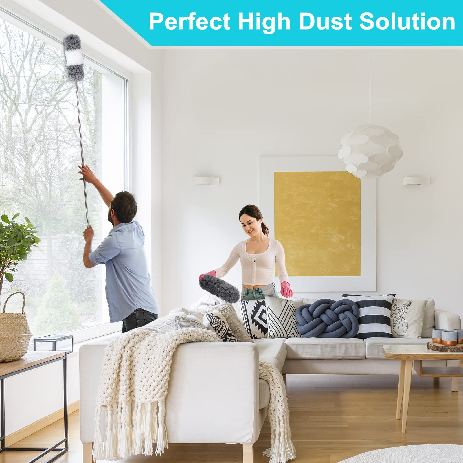 12pcs Microfiber Dusters Duster with Extension Pole(Stainless Steel) 30 to 100”