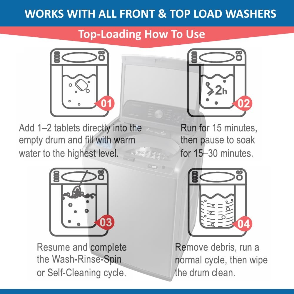 Washer Cleaner Tablets 12 Count Septic Safe Washing Machine Cleaner Ocean Breeze