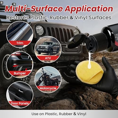 Plastic Restorer for Cars, Black Trim Restorer for Faded Plastic, Vinyl &