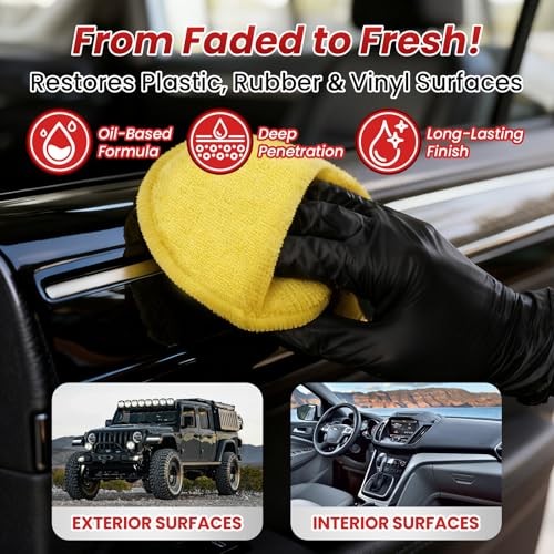 Plastic Restorer for Cars, Black Trim Restorer for Faded Plastic, Vinyl &