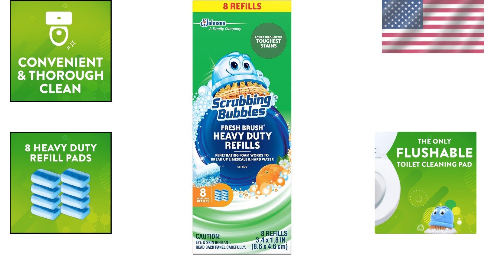 Quick & Easy Flushable Citrus Toilet Pad Refills by Scrubbing Bubbles – 8ct