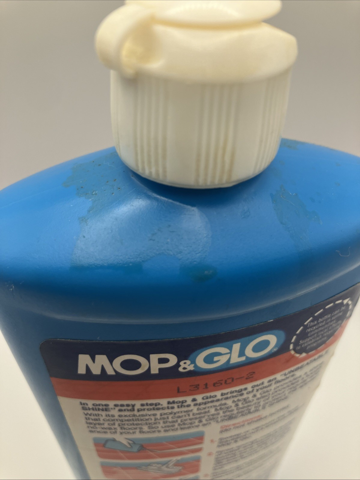 Vintage Original Mop & Glo Floor Shine Cleaner 16oz Pint Partial Bottle