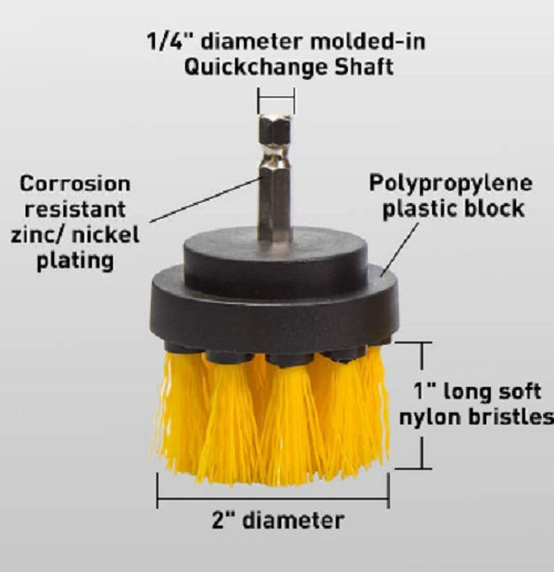 4 Pack Drill Brush for Cleaning Car Carpet Wall Carpet Tile Medium Duty Yellow