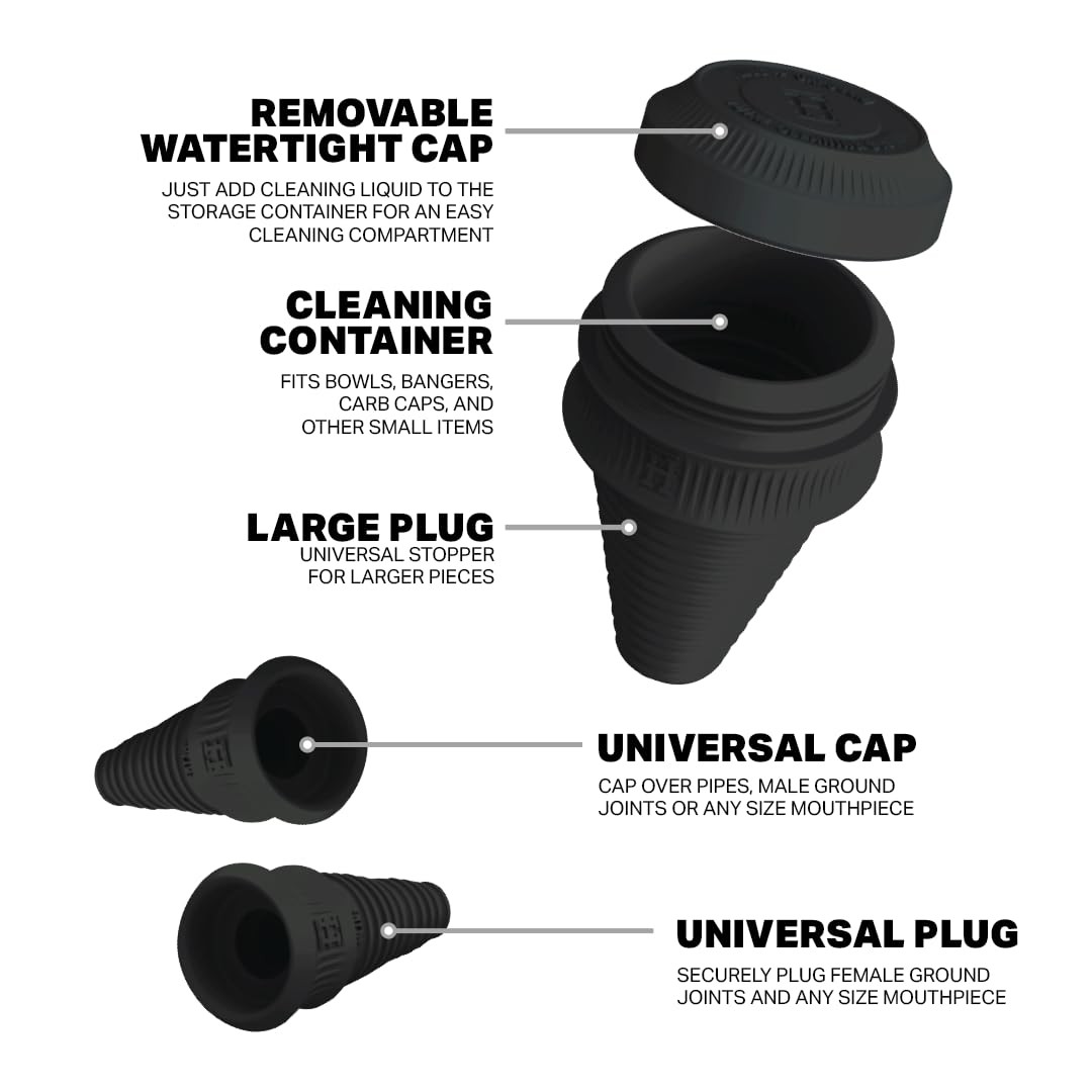 HEMPER Cleaning Plugs + Caps PRO – Silicone Stoppers & Cleaning Container for…