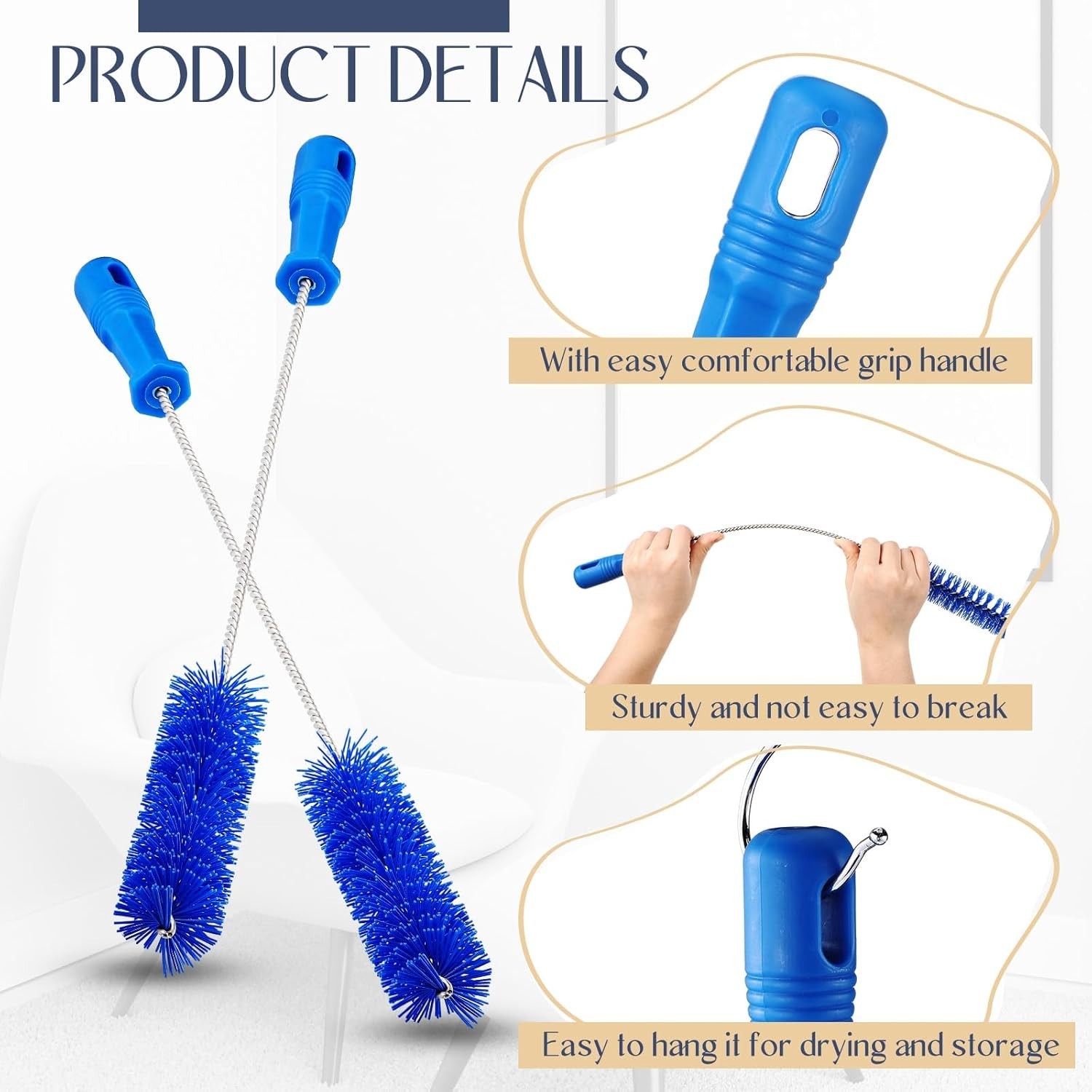 Flexible Drain Brush Set – 2 Pcs Blue Pipe Cleaning Tools