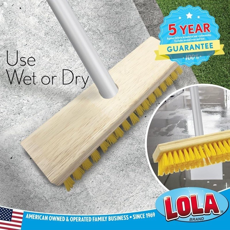 Sturdy Poly Fiber Bristle Scrub Brush W/ Threaded Handle Cleaning Floors New
