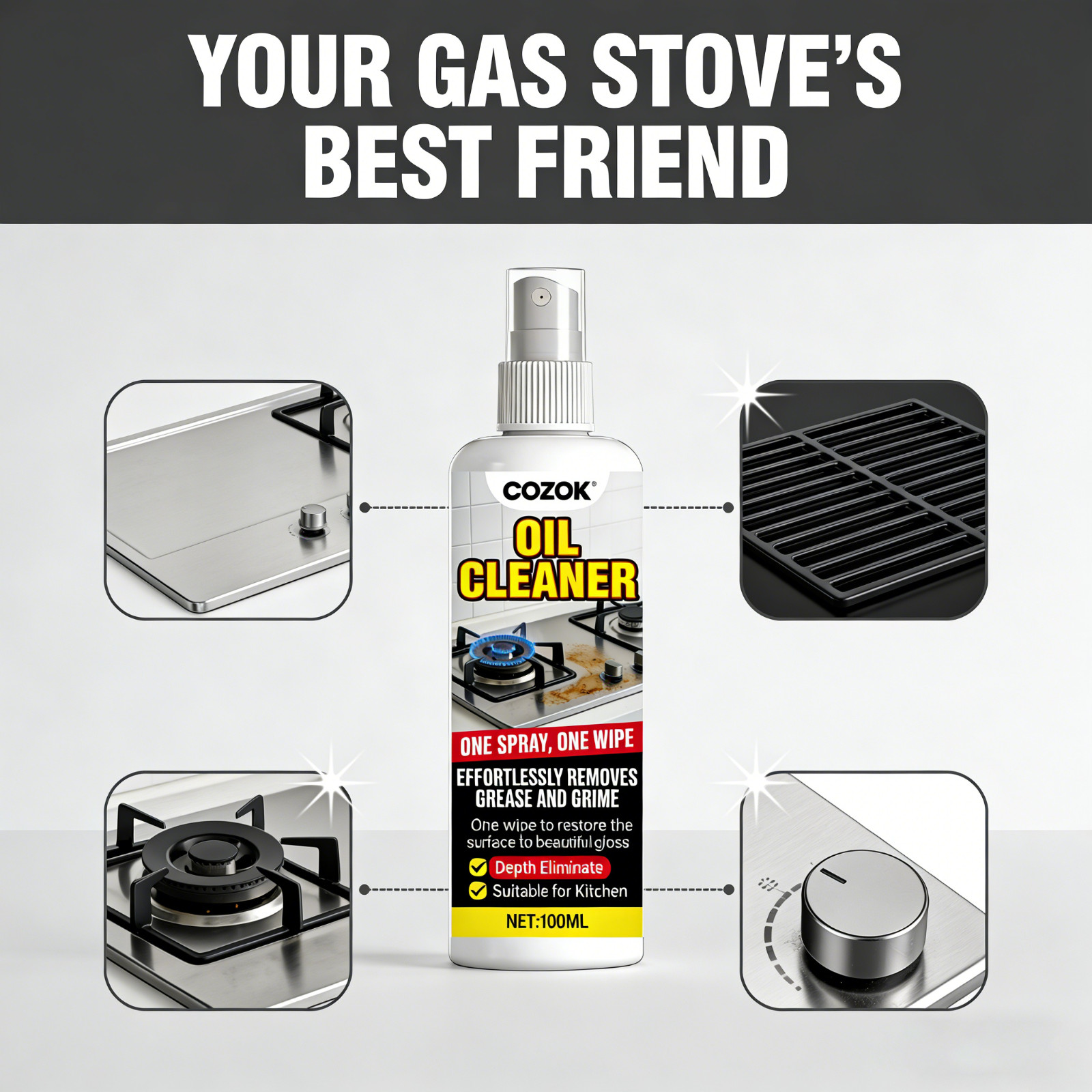 Quick Wipe Kitchen Degreaser – One Spray One Wipe, Restores Shine in Minutes