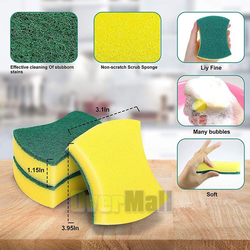 Lot of 24-72 pcs Sponge Scrubber Scrub Scourer Wash Clean Dish Pads Bulk KITCHEN