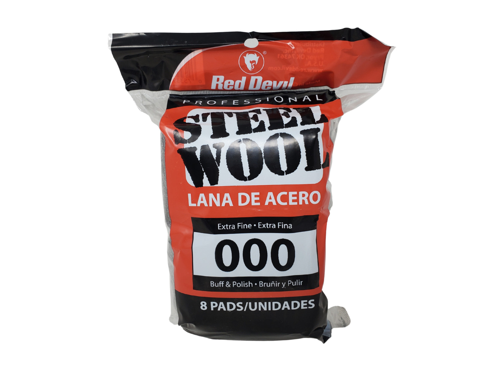 Red Devil – 000 Grade Steel Wool: Extra Fine Pack of 8