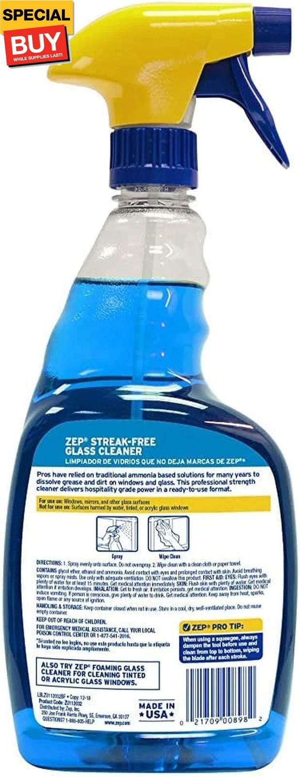 Streak-Free Glass Cleaner 32 oz ZU112032 , Blue
