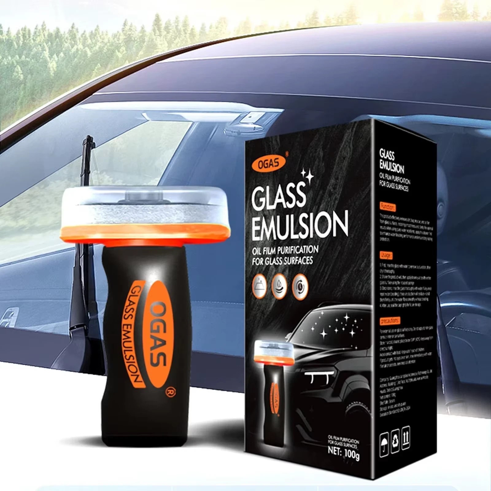 1/2/3pcs Glass Emulsion Cleaner,Handle Oil Film Remover,100ml w/ Brush Head