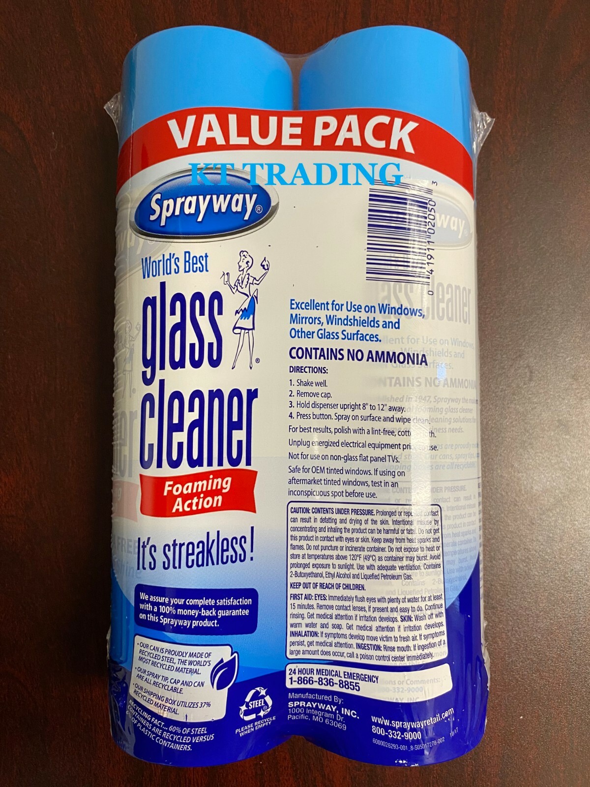 (2-Pack) Sprayway Best Heavy Duty Glass Cleaner with Foaming Action 19 Oz Spray