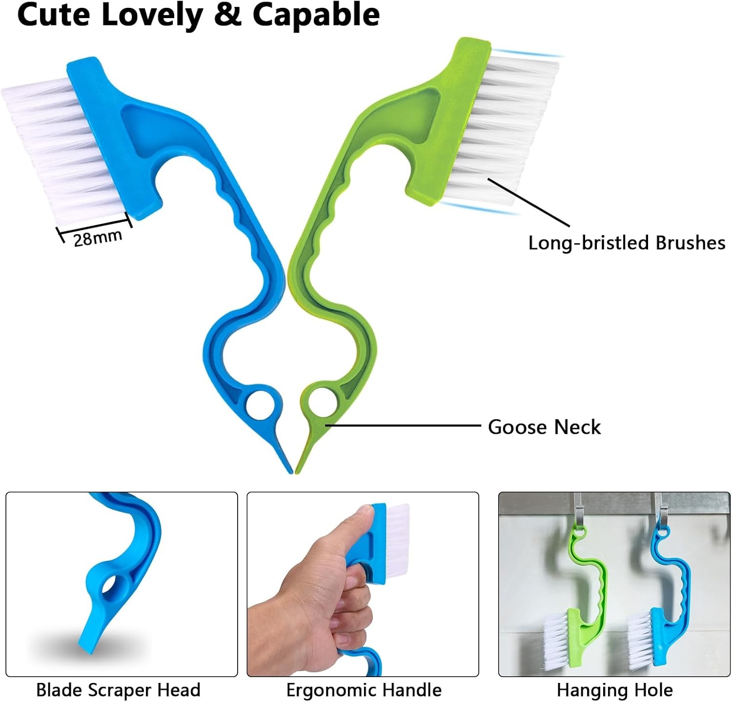 7 Pcs Hard Bristle Crevice Cleaning Brush Kit Multifunctional Hand Held Gap