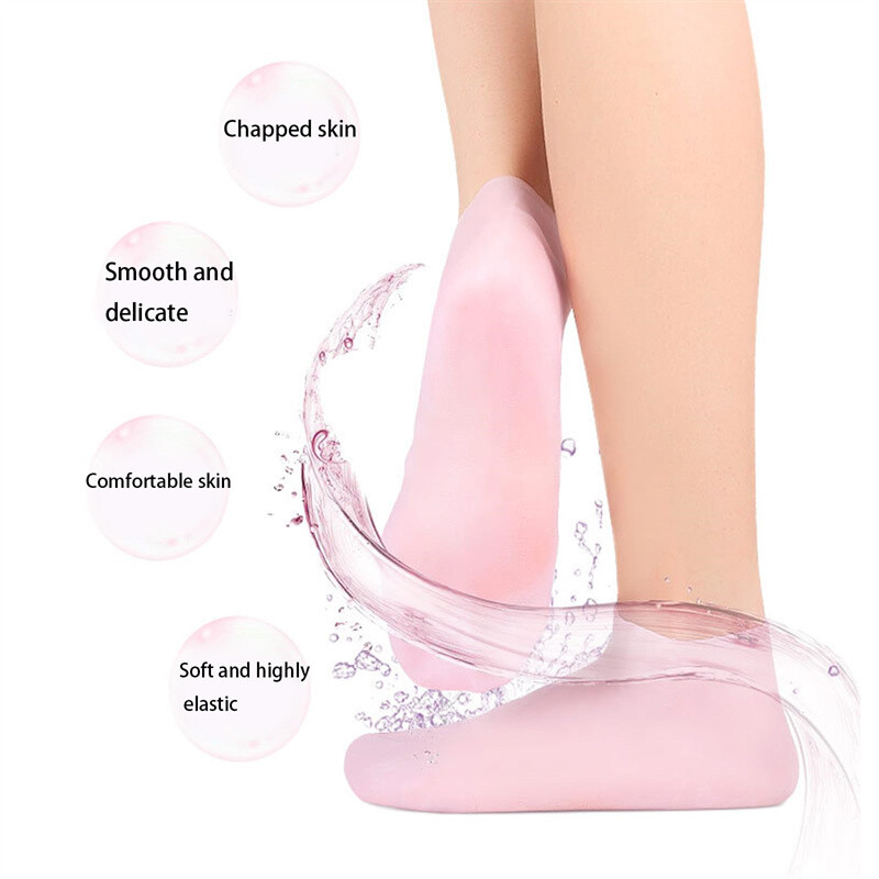 2 Pair Full Length Silicone Gel Moisturizing Socks Foot Care Protector Free Ship