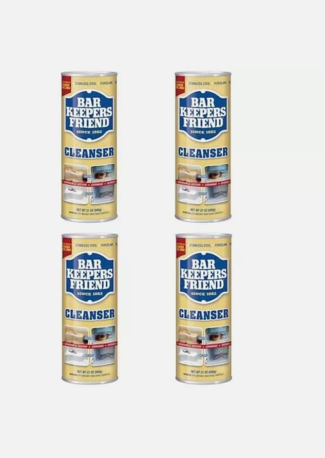 Bar Keepers Friend All-Purpose Cleaner and Polish 21 Oz. 4-Pack Free Shipping
