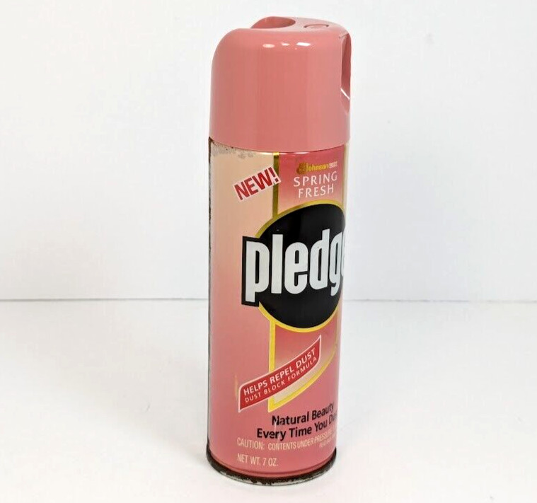 Pledge Spring Fresh 7oz Pink 1991 Spray Can Johnson Wax Dust Used Movie TV Prop