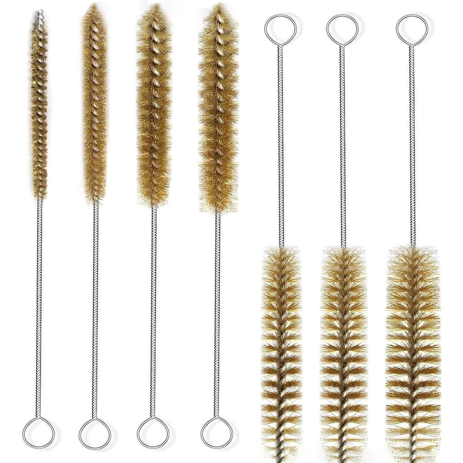 7 Pcs Brass Brush Set, 12” Long Handle Pipe Cleaner Brush for Deep Cleaning,…