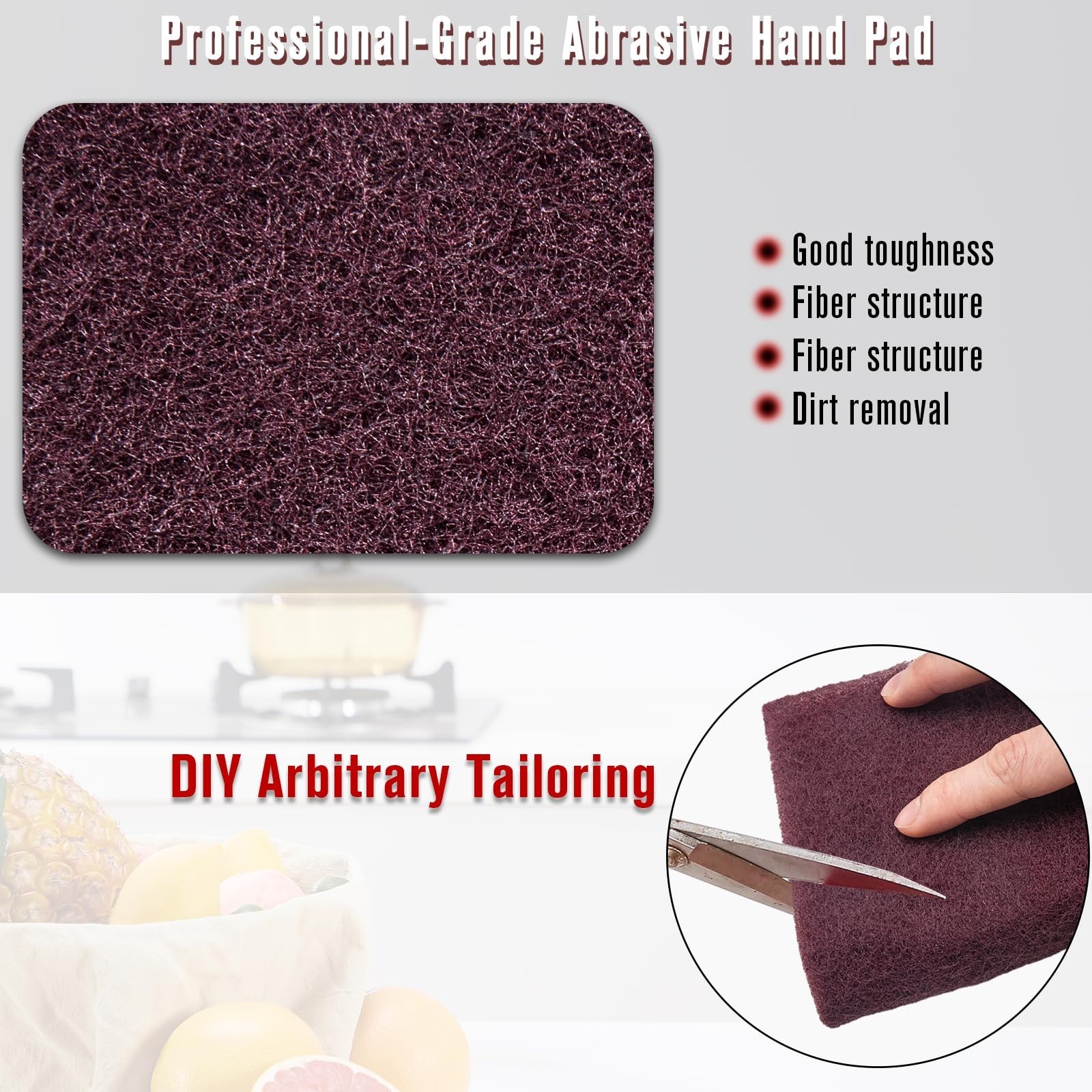 20PCS Maroon Abrasive Scrub Pads 6″x9″ for Paint Prep, Scuffing & Sanding
