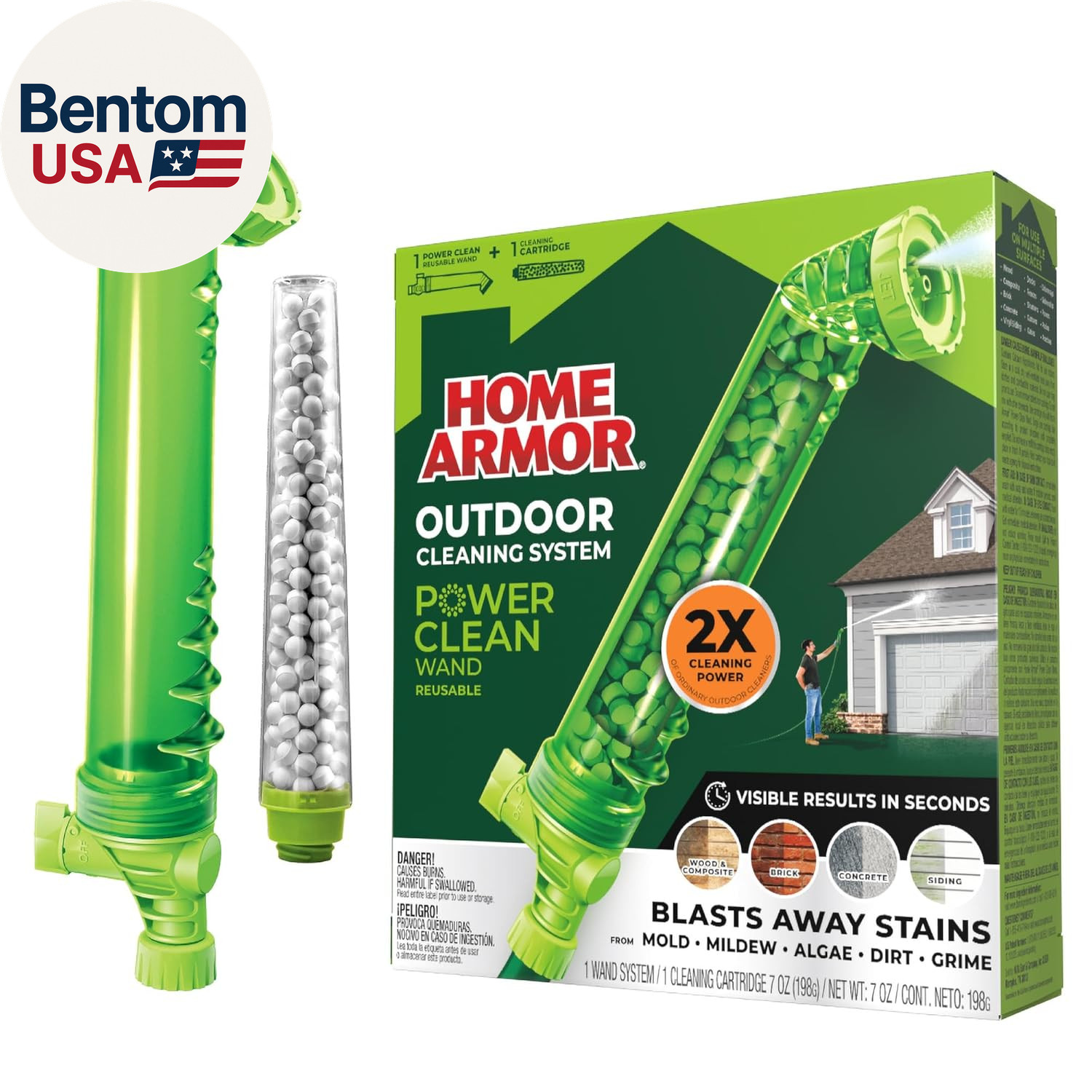Power Clean Wand, Outdoor Cleaning System, Blasts Away Stains from Mold, Mildew,