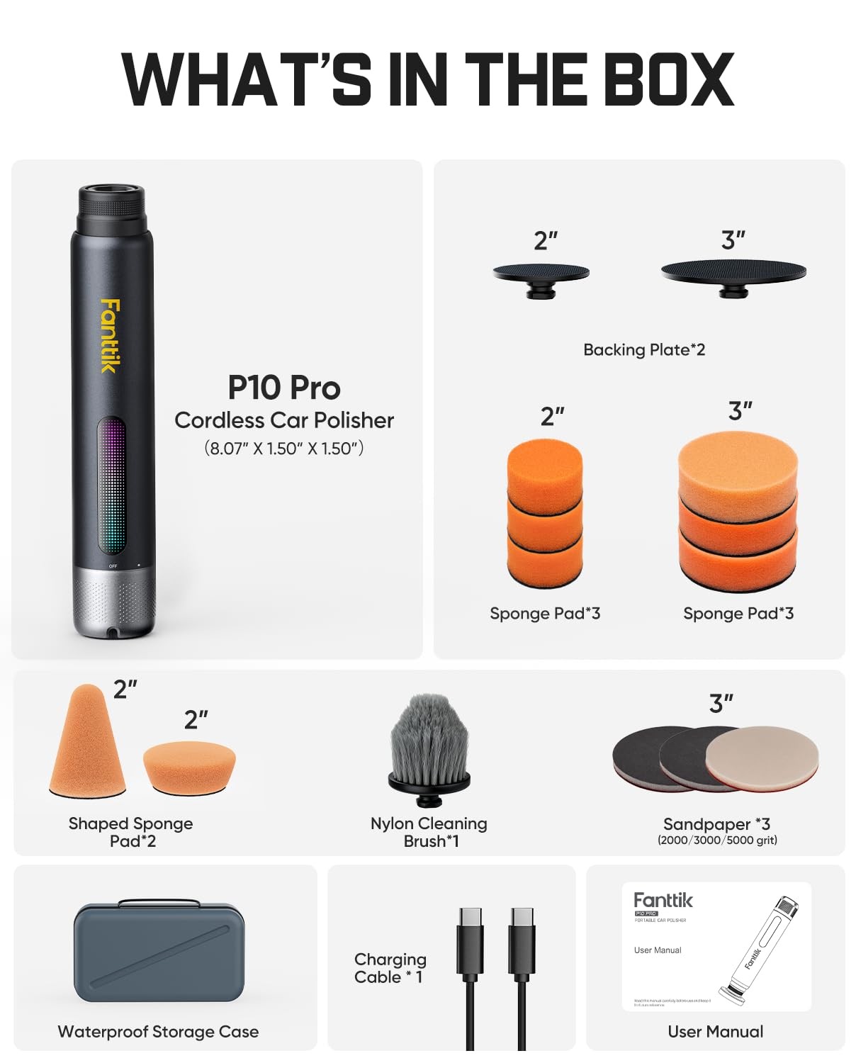 Fanttik P10 Pro Mini Car Buffer Polisher, 4000mAh Cordless Rotary Car Polishe…