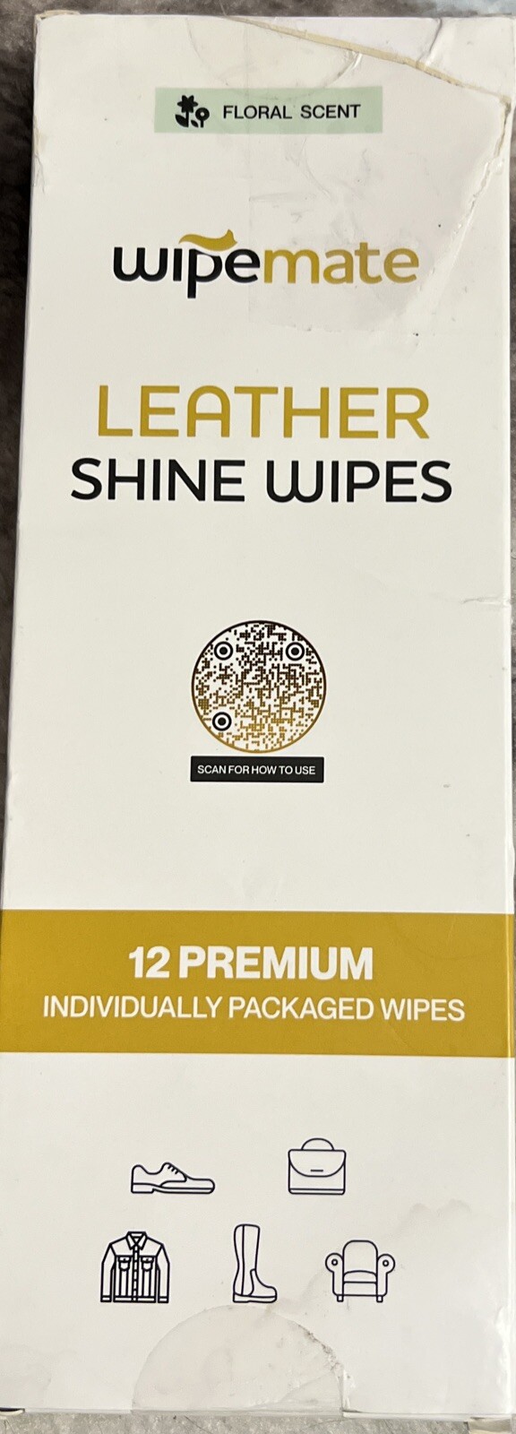 WipeMate Leather Shine Wipes Floral Scent 12 Premium Individually Packed Wipes