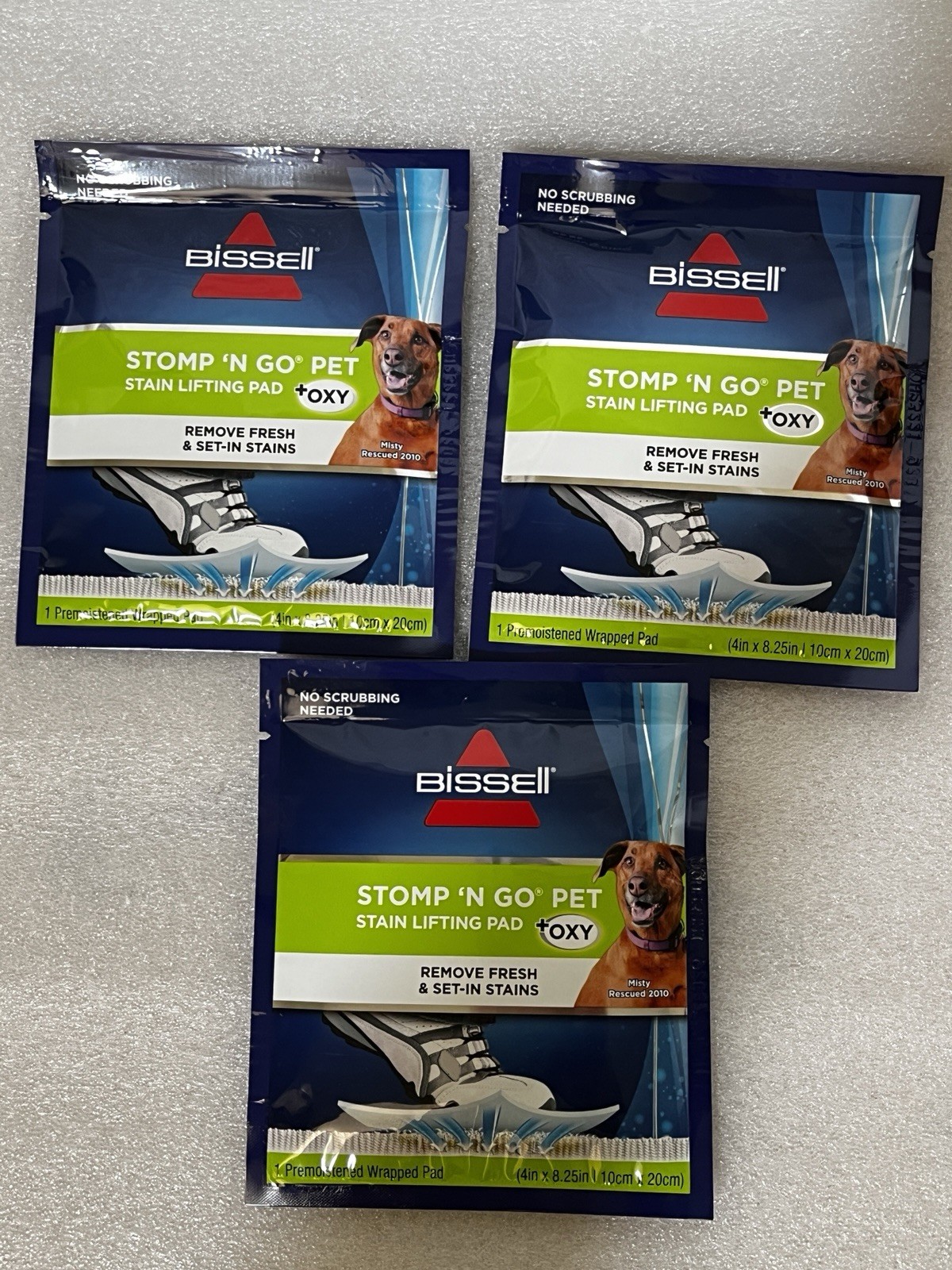 Bissell Stomp ‘N Go Pet Lifting Pads + OXY Stain Removal Carpet Rug Cleaner 3 Pk