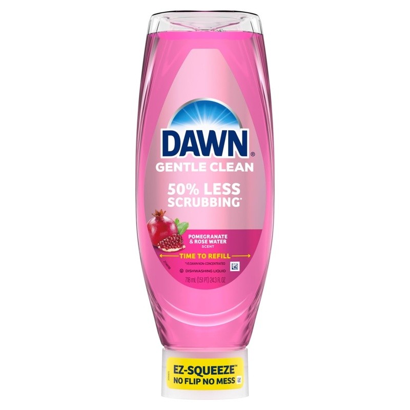 4 Pack EZ-Squeeze Dish Soap Pomegranate Rose Water Effortless Cleaning No Mess