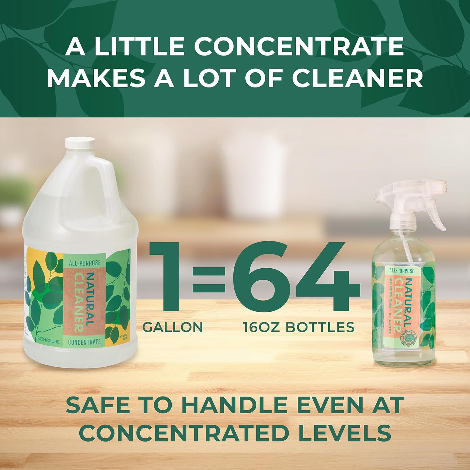 Pathopure Natural All-Purpose Cleaner Concentrate – Unscented, Non-Toxic for Cle