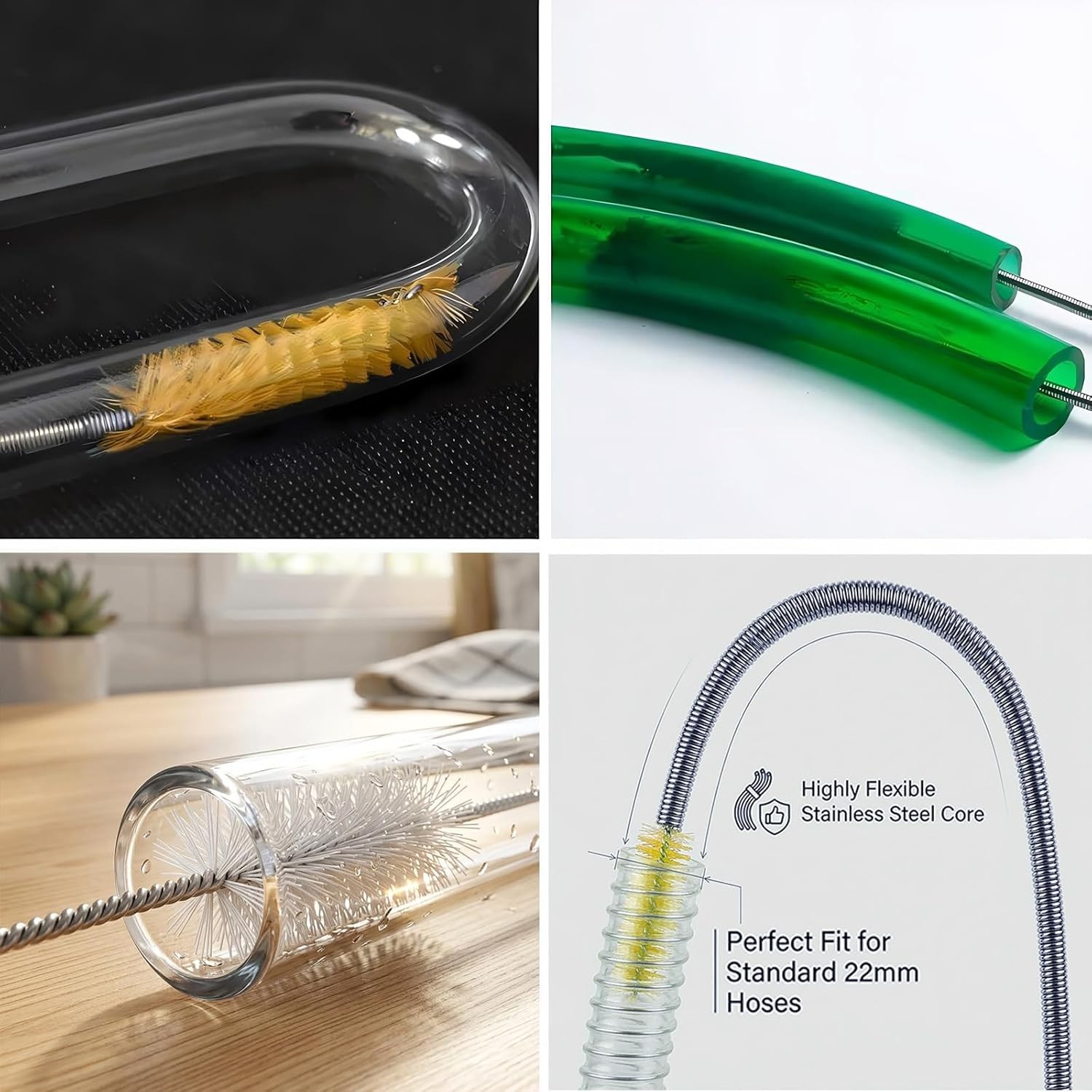 Flexible Drain Brush Set, Double Ended Long Hose Pipe Cleaner Pcs St