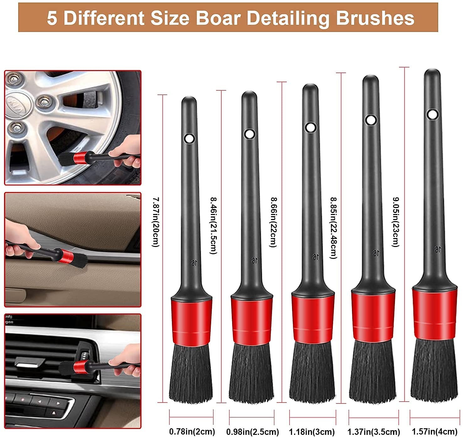 12Pcs Car Wheel & Tire Brush Kit,Including 17inch Long Wheel Brush,Short Hand…