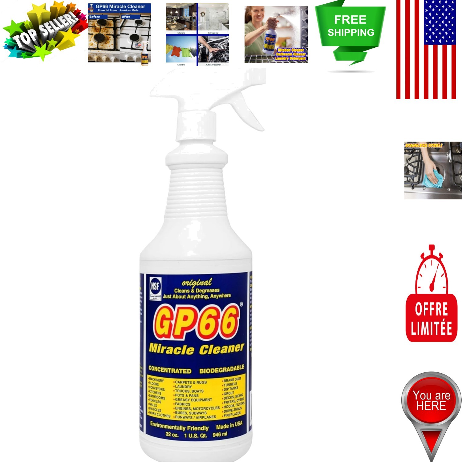 Green Miracle Cleaner – 32 oz Super Concentrated Eco-Friendly All-Purpose Power