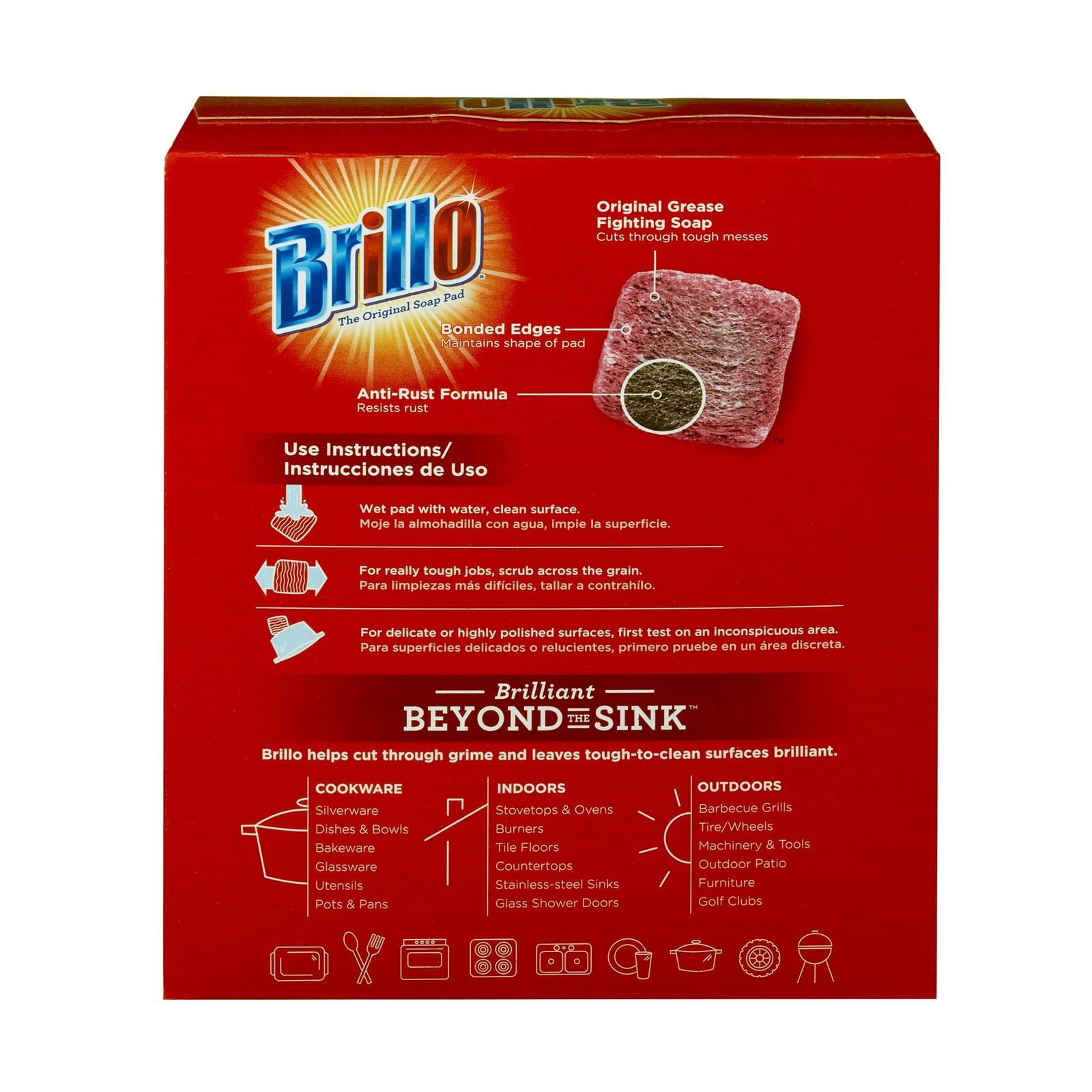 Brillo Steel Wool Soap Pads, Long Lasting, Original Scent Cleaning, 18 Count