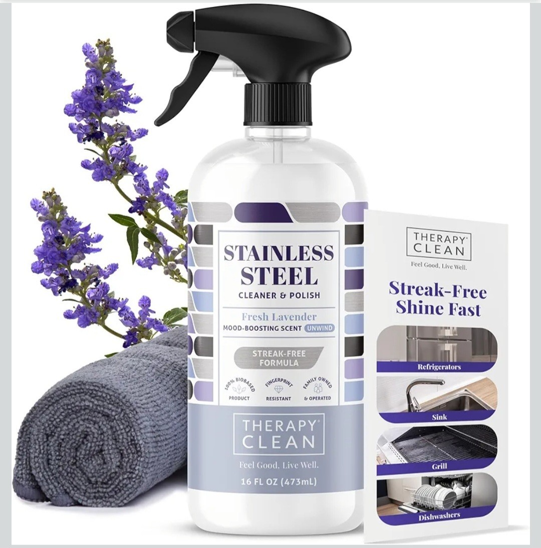 Therapy Clean Stainless Steel Cleaner & Polish Spray 16oz – Fresh Lavender Scent
