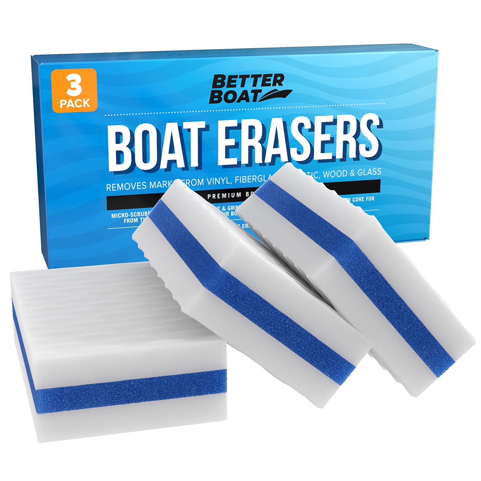 Boat Erasers 3-Pack by – Cleaning Sponge for Scuff Marks & Grime, Marine Acce…