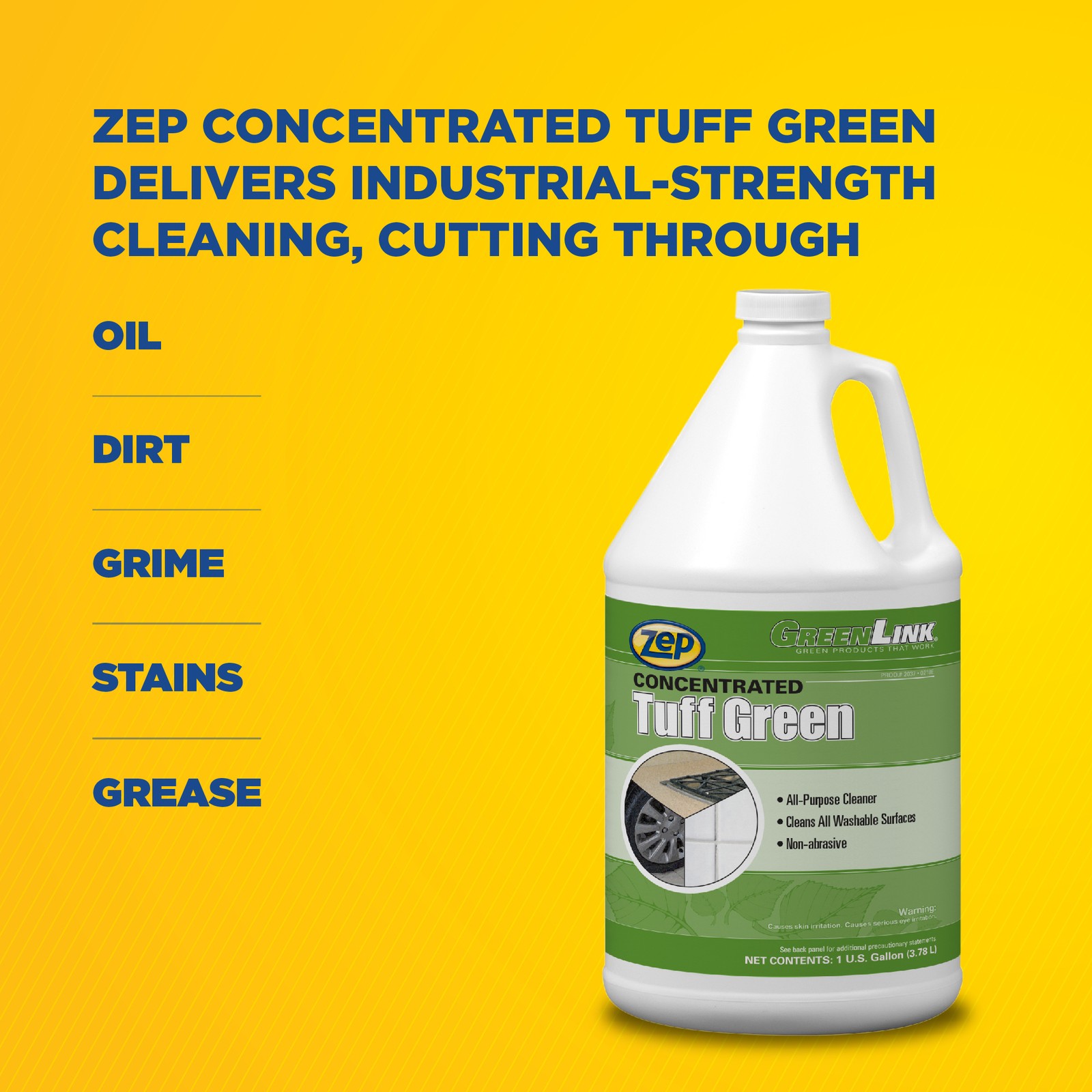 Zep Tuff Green All-Purpose Cleaner Concentrate – 1 Gallon (Case of 4) 203724 –