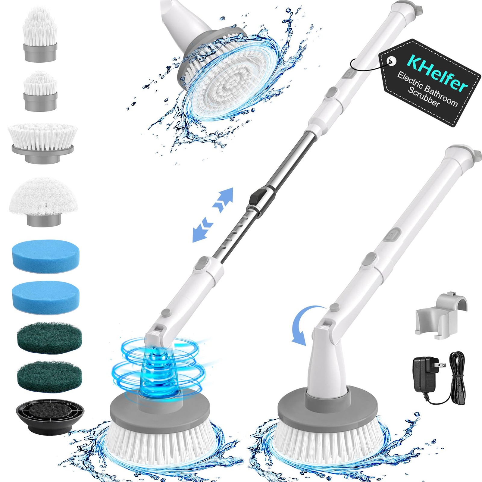 Electric Spin Scrubber Kh8, Upgrade Cordless Shower Scrubber 8 Replacement He…