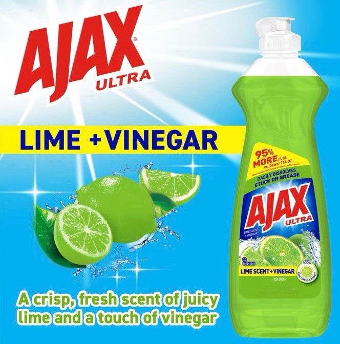 3X AJAX DISH LIQUID / Lime Scent & Vinegar (366mL) 3 PACK