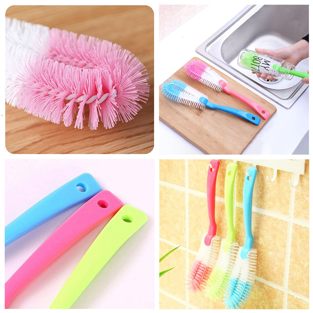 3pcs Bottle Cup Dish Pot Kitchen Long Cleaning Washing Brush (one color each)