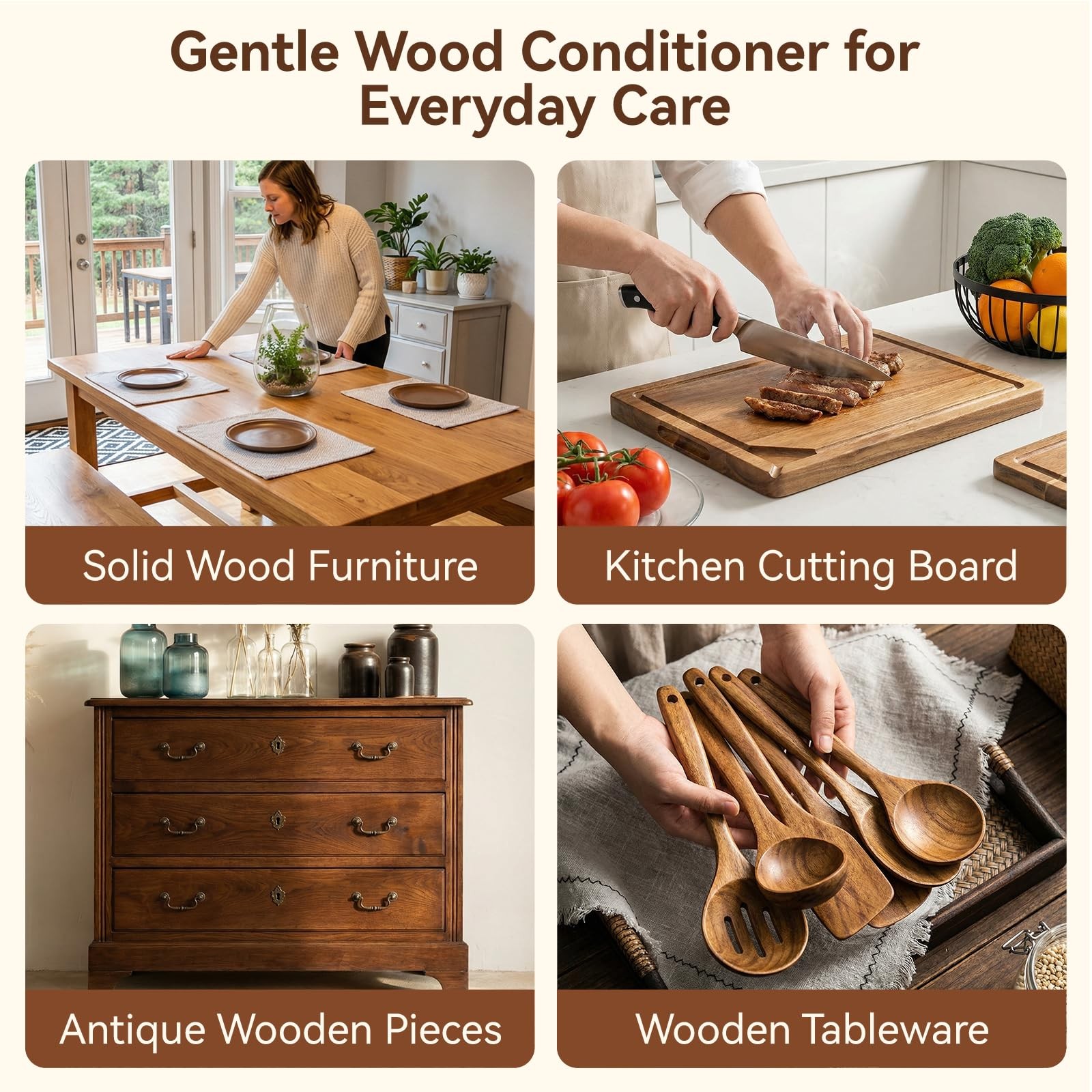 Food Grade Beeswax Wood Conditioner & Furniture Polish – Natural Unscented Wo…
