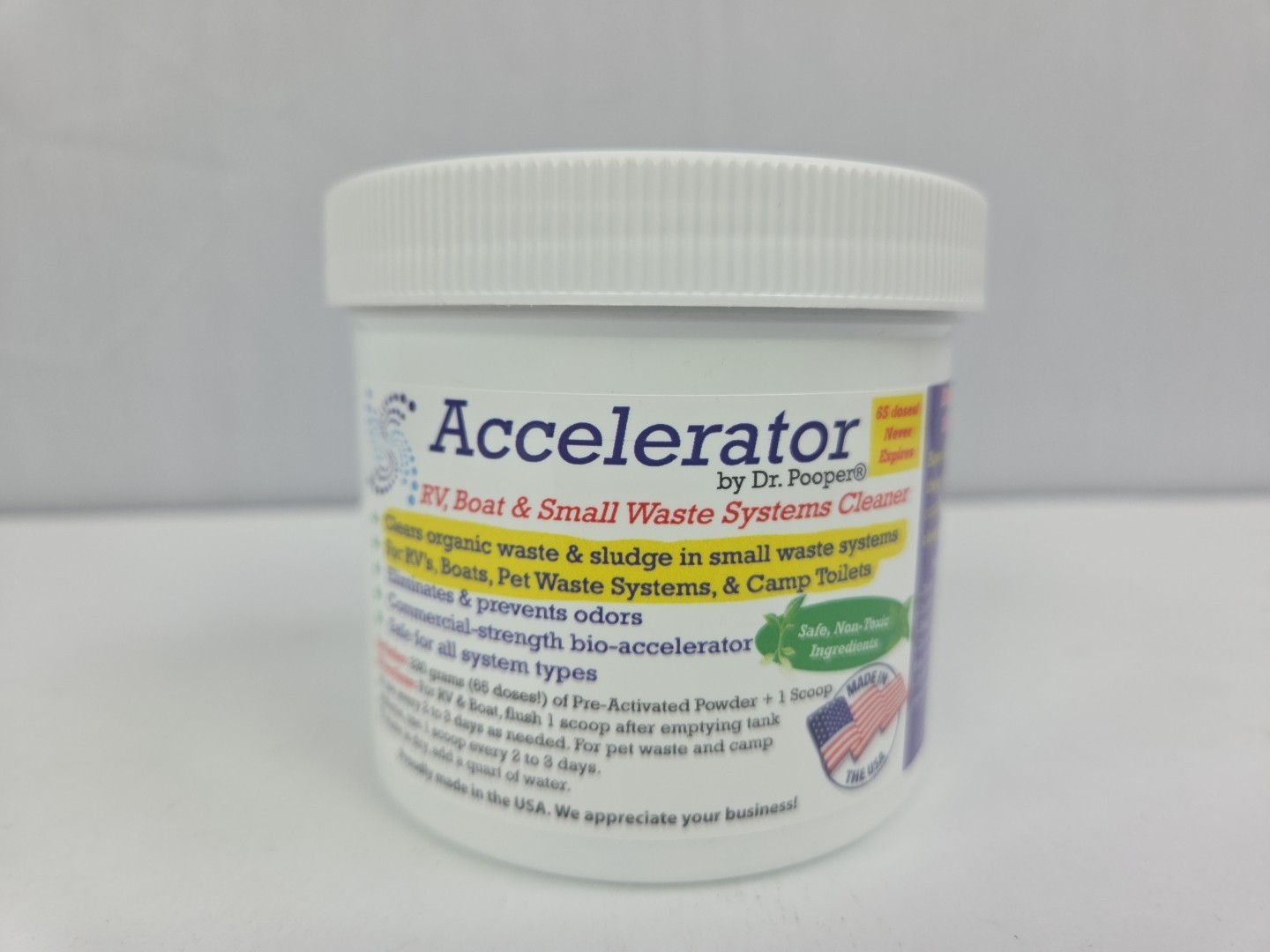 Accelerator By Dr. Pooper RV Boat & Small Waste Systems Cleaner 65 Doses, Scoops